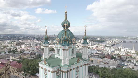 Kyiv, Ukraine, St, Andrew's Church, Aerial, Flat, Gray
