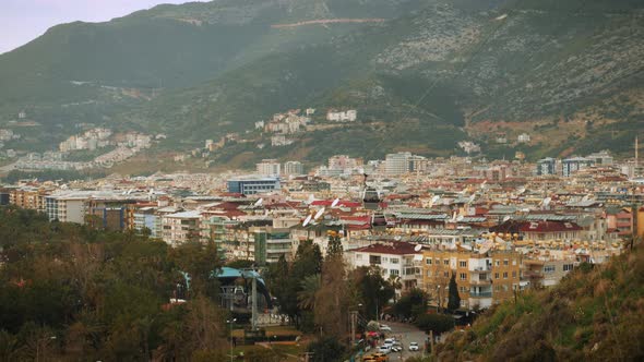 Cityscape with houses and residential buildings in Alanya Turkey