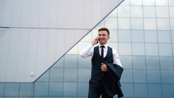 Businessman Full of Happiness Enjoying Great News About His Business Deal Outdoor