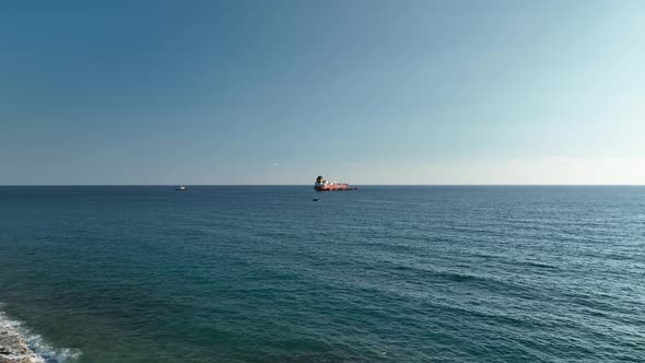 A gas tanker is at sea aerial view 4 K Turkey Alanya