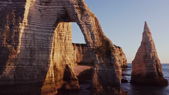 Natural Rocks on the Banks of the English Channel Forming Natural Arch Etretat