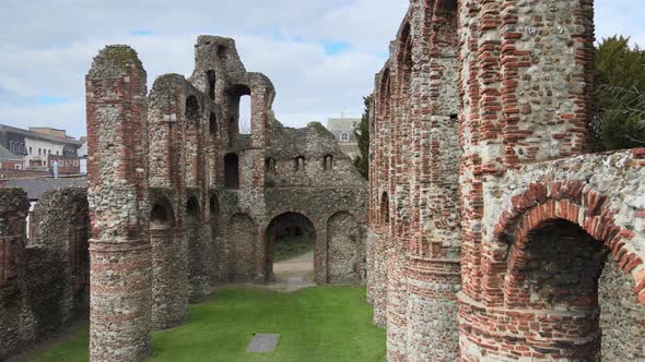 Drone Through Church Ruins in England Essex Colchester