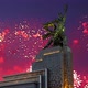 fireworks and soviet monument Rabochiy i Kolkhoznitsa, Moscow, Russia.Made of in 1937 - VideoHive Item for Sale