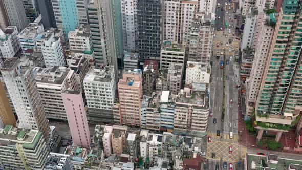 Top view of Hong Kong downtown city in Kowloon side