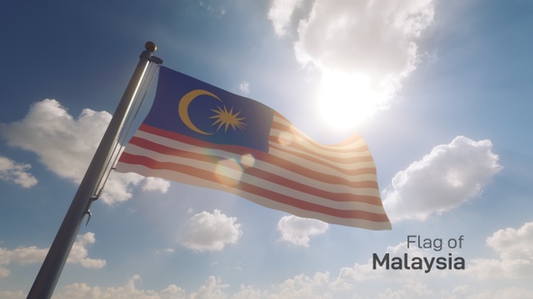 Malaysia Flag on a Flagpole V2