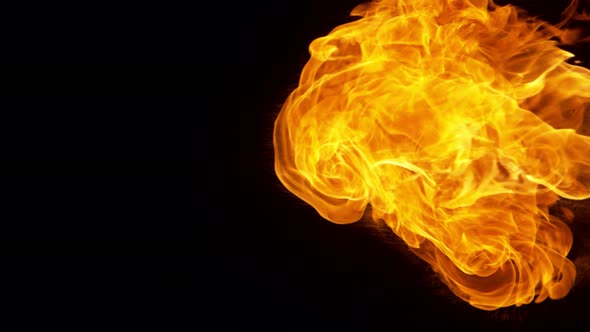 Super Slow Motion Shot of Fire Flame Isolated on Black Background at 1000Fps