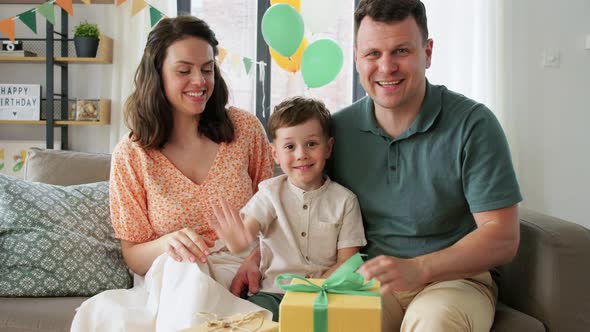 Family Having Video Call on Birthday at Home