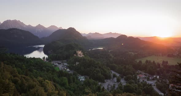 Timelapse of Hohenschwangau Village at sunset