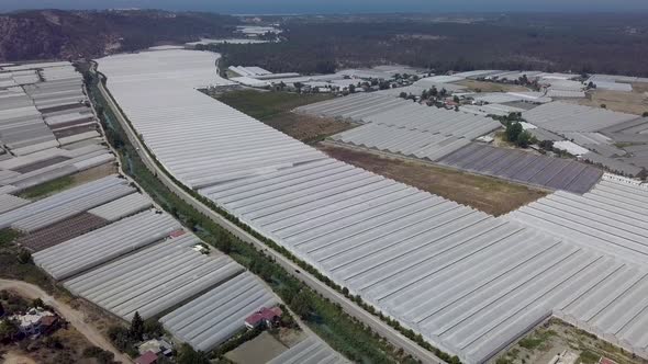 Aerial View of greenhouses.Turkey.