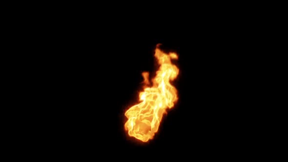 Fire Torch Flame Burning Isolated on Black Background