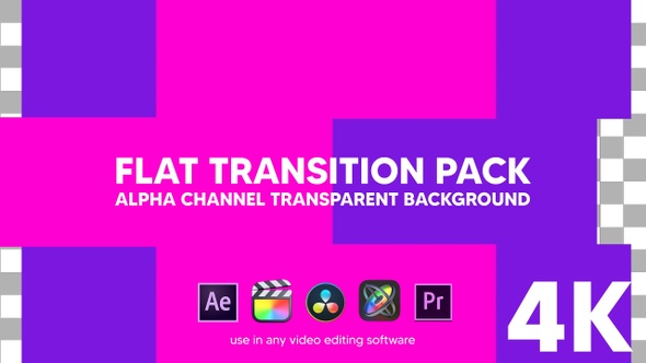 Flat Transition Pack alpha channel transparent background pink and purple color 4K alt