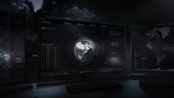 Interacting With Map Of Earth In User Interface Of Surveillance System alt