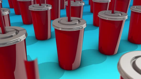 A Lot Of Soda Cups In A Row 4k