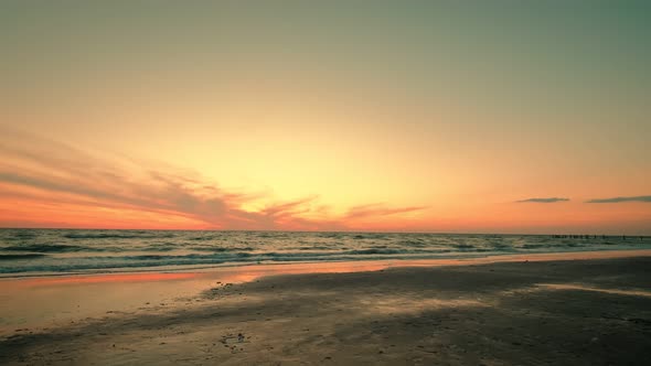 Ultra Wide Shot of Dramatic Sea Sunrise