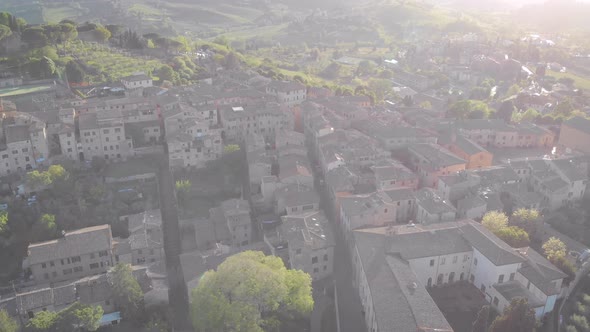 Aerial Shot The Medieval City of San Gimignano in Italy Tuscan Small Town