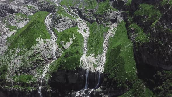 Mountain Waterfall Landscape. Waterfall Mountain View