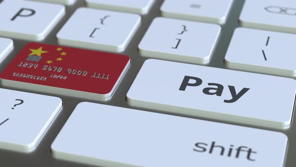 Bank Card Featuring Flag of China As a Key on Keyboard alt