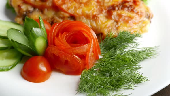 Fried Chicken Fillet with Vegetables