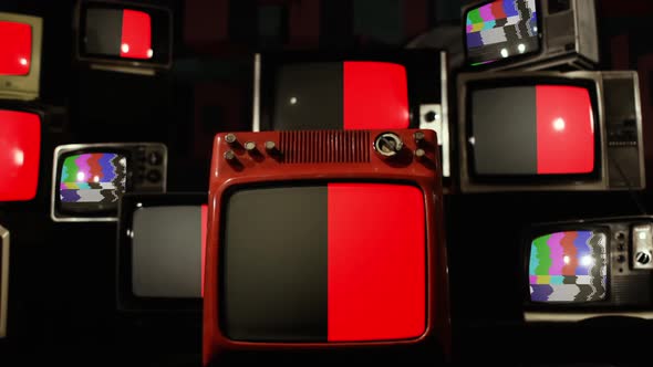 Flag of Aosta Valley, Italy, and Retro TVs.