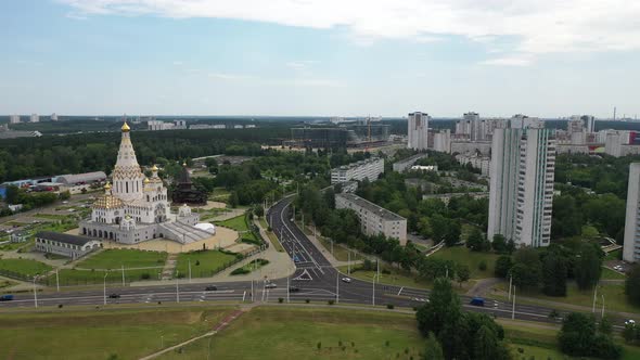 View From the Height of the Temple of "All Saints" in Minsk a Large Church in the City of Minsk