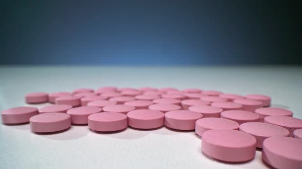 Macro Of Many Pink Tablets