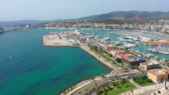 Aerial Drone Video Footage of Marina Palma De Mallorca