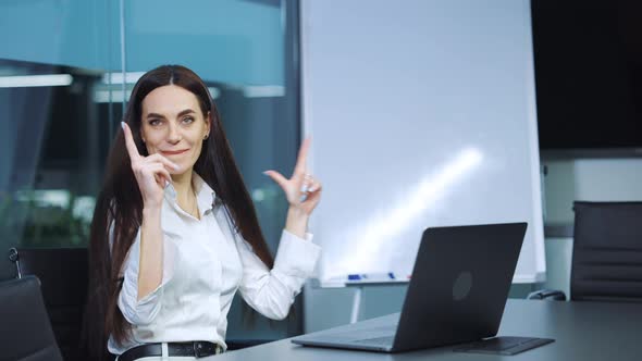 Successful businesswoman feeling happy after making deal