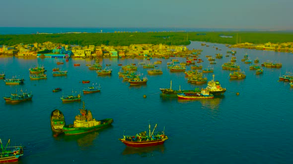 A massive fishing fleet.