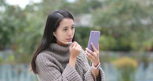 Woman talk to cellphone with video call