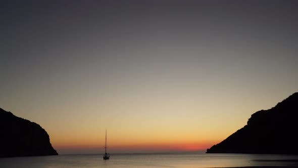 Yacht on Sea at Sunrise