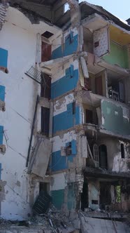 Vertical Video of a Destroyed Building in Borodyanka Ukraine