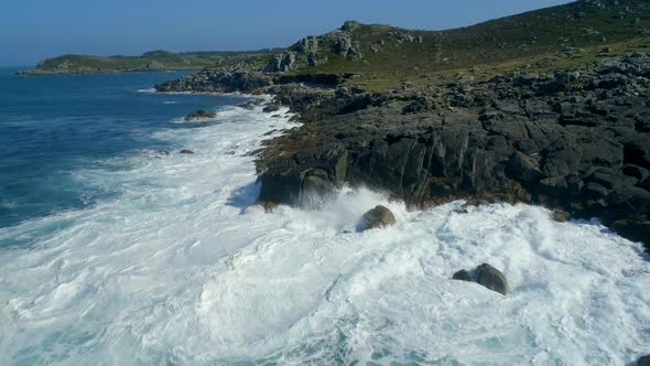 Crashing Waves on a Rocky and Dangerous Coast