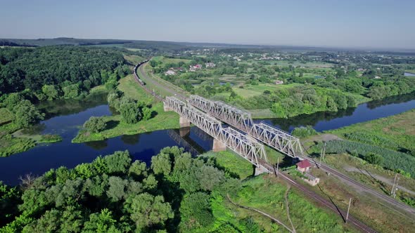 Railway Bridge Crossing a Beautiful Valley During the Summer Season