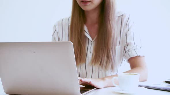 Blonde Business Woman Working at Modern Office