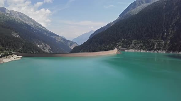 Aerial View of Schlegeis Stausee Dam, Austria