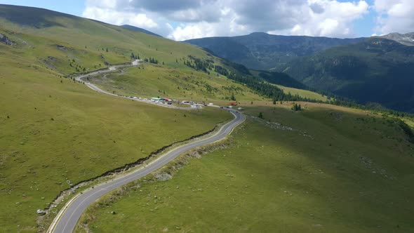 Aerial View Of Famous Romanian Mountain Road Transalpina