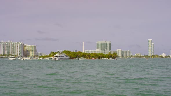 Boats and buildings seen in Biscayne Bay