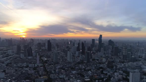 4k Aerial city view of Bangkok dowtnown, Flying over Bangkok, Thailand.