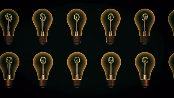 Light Bulbs Shine In Motion On Creative Solution Idea Concept Background