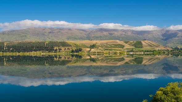 New Zealand Landscape With an Ideal Reflection on the Lake