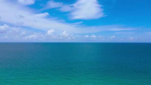 Seascape aerial view sea horizon as far as the eye can see One part sky, one part sea.