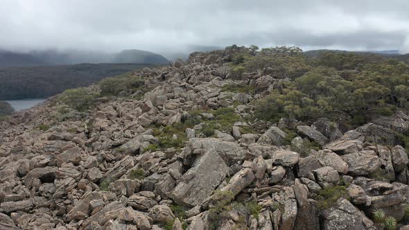 Seagers Lookout and Lake Fenton, Mt Field National Park, Tasmania, Australia Aerial Drone 4K