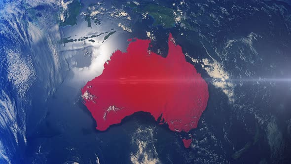 Realistic Earth Zoom Red Alert Highlight Country Australia