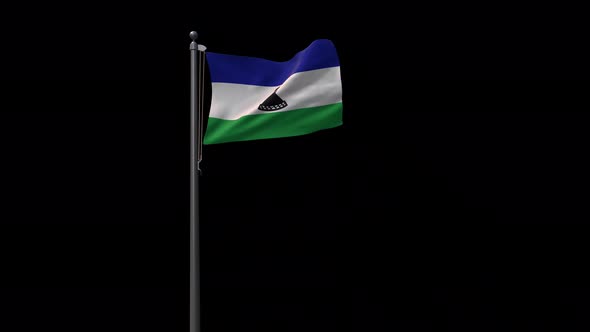 Lesotho Flag With Alpha 4K