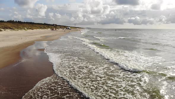 AERIAL: Flying very low over crashing Baltic Sea waves