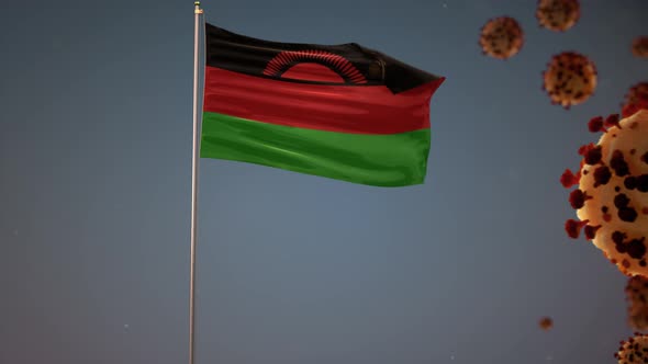 Malawi Flag With Corona Virus Attack 4K