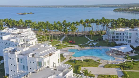 La Ensenada luxurious residential project within Playa Nueva Romana; aerial