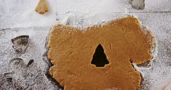 Cookies cutter being used to cut the dough 4k