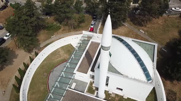 Aerial view of the mosque in the city