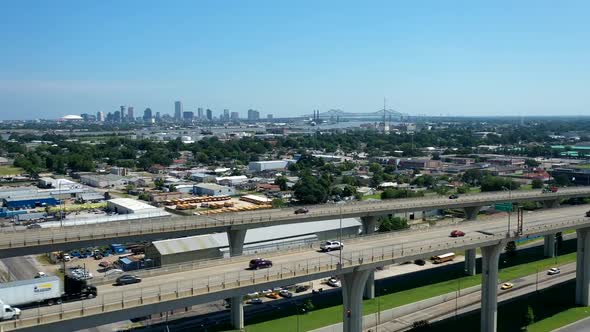 New Orleans westbank expressway downtown aerial drone hyperlapse timelapse